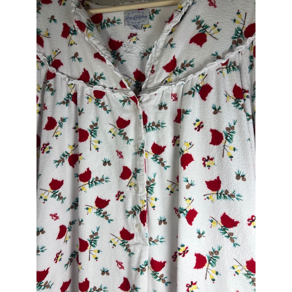 Lanz of Salzburg Womens 1X Cardinal Pine Flannel Nightgown Bird Cottagecore - Picture 9 of 10